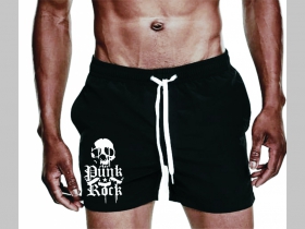 Punk Rock Skull - lebka - plavky s mot&iacute;vom - plavkov&eacute; p&aacute;nske kraťasy s pohodlnou gumou v p&aacute;se a &scaron;n&uacute;rkou na dotiahnutie vhodn&eacute; aj ako klasick&eacute; kraťasy na voľn&yacute; čas